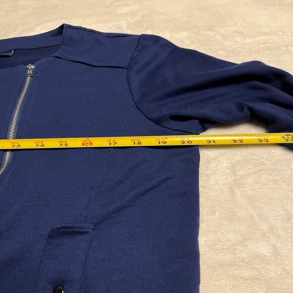 ModCloth Asymmetrical Unstructured Blazer Women's L Navy Jacket Modern Zipper - Picture 6 of 9